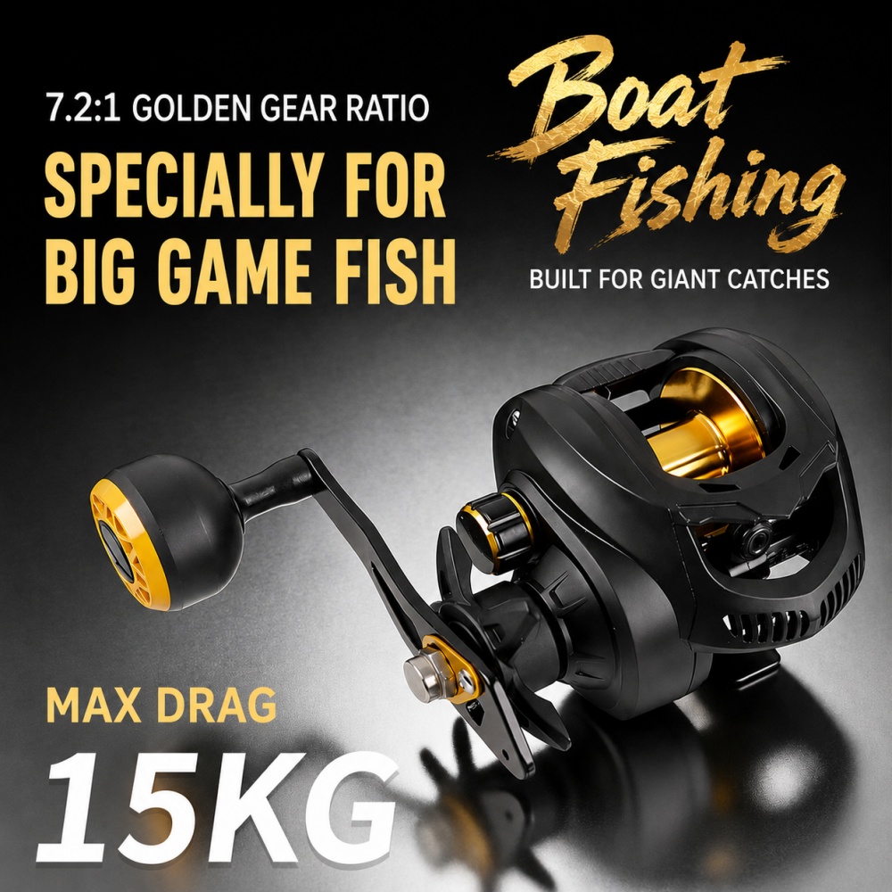 Trolling Reel - Carretilha de Pesca Pesada 7.2:1 com