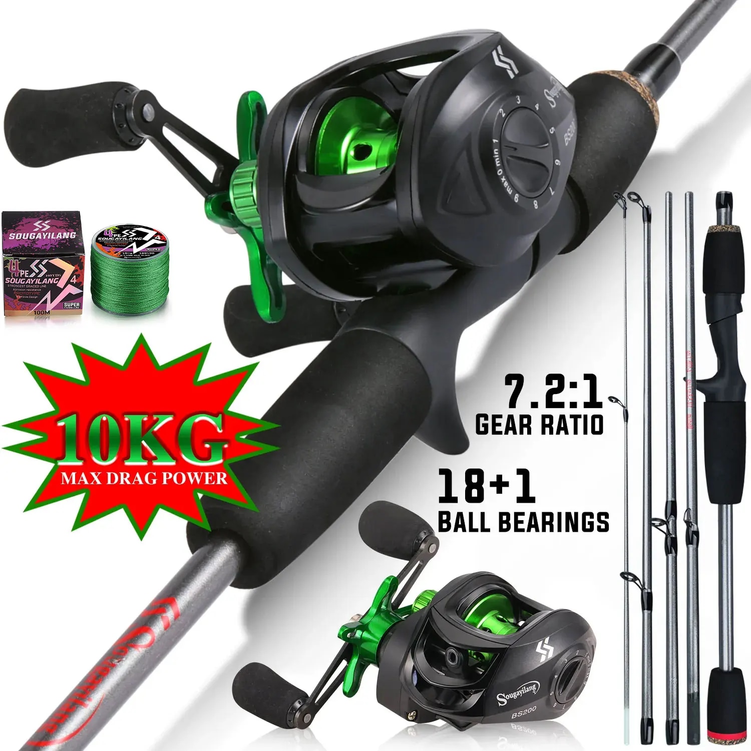 Spincast Reel - Sougayilang vara de pesca combo 1.7m