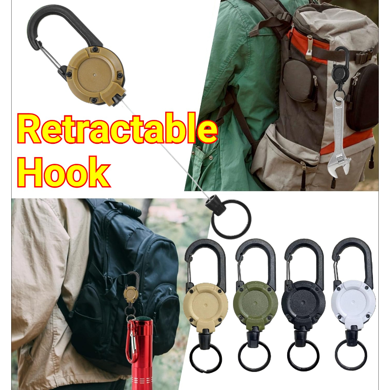 Reel Bag - 1/2/4 Peças Porta-Chaves Retrátil Extensível com