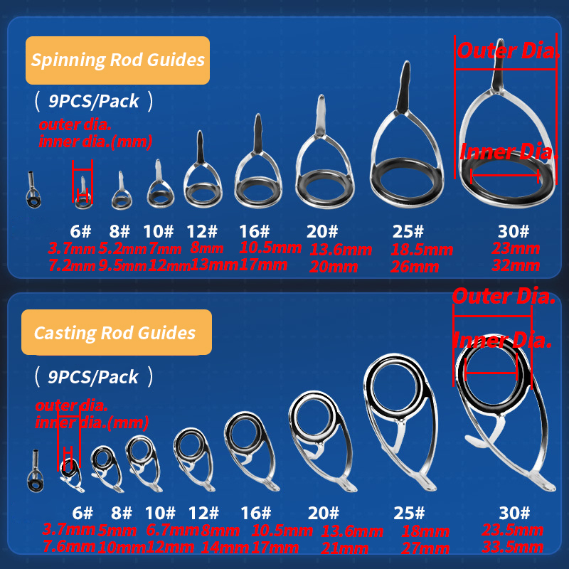 9 pçs guia de vara de pesca an - Reel Repair Kit avaliação e preço