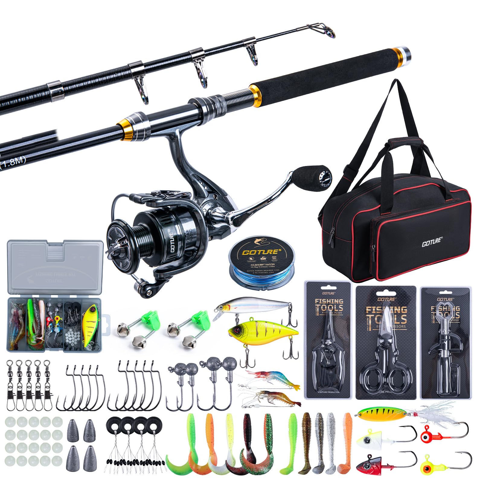 Goture vara de pesca telescópi - Reel Bag avaliação e preço